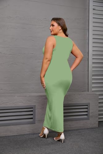 Image of YeGine Women Plus Size Sleeveless Bodycon Maxi Dresses Sexy Slim Tank Dresses