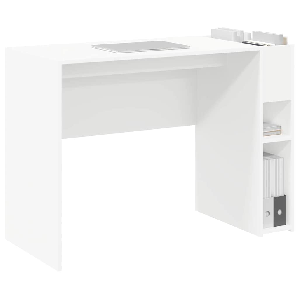 Escritorio blanco de madera 109 x 50 x 78 cm con amplio espacio de almacenamiento, moderno escritorio para ordenador para oficina en casa, estudio y oficina