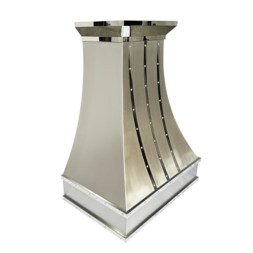 Image of SINDA Stainless Steel Range Hood with Internal Motor, Led Lights and Baffle Filter, 30 inchW x 42 inchH, Wall Mount, In Stock
