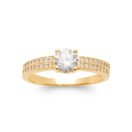 Bague Alliance en Plaqué Or 18 carats Solitaire Oxydes de Zirconium Tata Gisèle