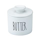 Heartland Home Porcelain French Butter Crock for Counter with Water for Soft Butter. 3.9' Ceramic Butter Dish with Lid Butter Keeper. White Farmhouse Style Butter Holder Container.