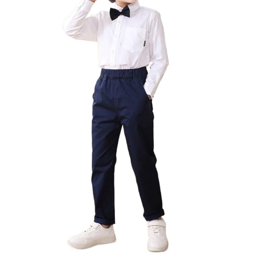 Pantalon d'école kaki garçon enfant pantalon long extensible décontracté élastique ado