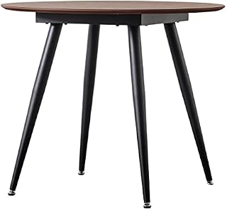 Betta Furniture Dining Table for 4 People - Walnut Round Dinner Table - 4 Seater Dining Room Table with Oak Veneer Top and Black Metal Legs - 90 x 90 x 75cm (Table Only)