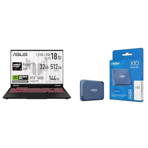 yZbgz ASUS Q[~Om[gPC TUF Gaming A18 18C` RTX 5050 Ryzen 7 260 32GB SSD512GB 144Hz FA808UH-R7R5050 & OtSSD 1TB Crucial X1