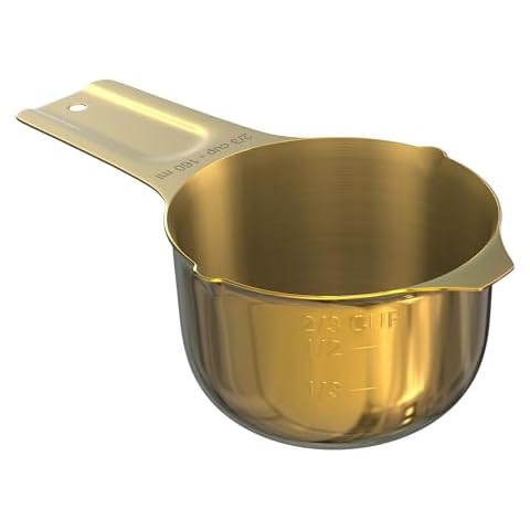 Color Up Premium 2/3 Cup Measuring Cup (160 ml) - Stainless Steel Gold Finish, One-Piece Construction, Dishwasher Safe, Accurate for Wet & Dry Ingredients – One Single 2/3Cup Cover