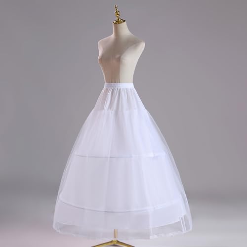 Women Crinoline Petticoat A-line 2 Hoop Long Underskirt Wedding Ball Gown Petticoat Crinoline White2