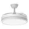 Airwit 106cm Ventilatore da Soffitto con Luce e pale retrattili, Silenzioso Lampada Ventilatore da Soffitto con Telecomando e Motore DC per Camera da Letto, Cucina, Soggiorno, 6 Velocità (Bianco Pro)