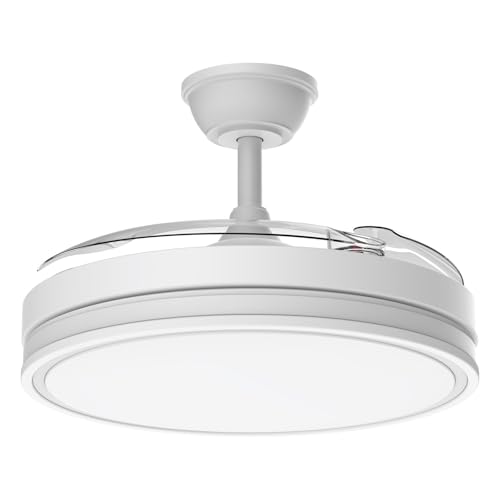 Airwit 106cm Ventilatore da Soffitto con Luce e pale retrattili, Silenzioso Lampada Ventilatore da...