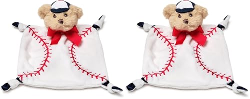 Image of Bearington Collection Baby Wee Lil' Slugger, 8 x 7 Inch Small Teddy Bear Baseball Stuffed Animal Security Blanket Lovey for Babies (Pack of 2)