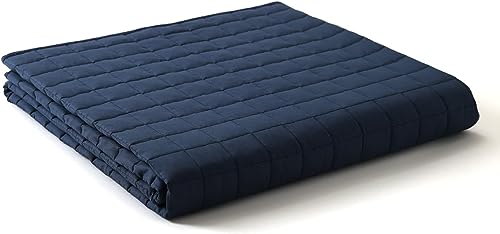 YnM Exclusive Kids Weighted Blanket, Soothing Cotton, Smallest Compartments with Glass Beads, Bed Blanket for One Person of 90lbs, Ideal for Twin Bed (41x60 Inches, 10 Pounds, Navy)