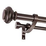 Double Curtain Rods 36 to 72 Inches with Solid Aluminum Alloy Brackets, 1 Inch Adjustable Drapery Rod, Heavy Duty Dual Curtains Rod for Window, Sliding Door, Bedroom Decoration, Matte Brown