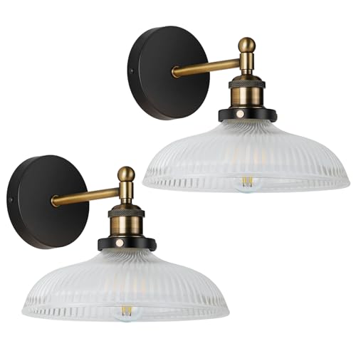 Vintage Wall Sconces Set of 2 Indoor 110V Hardwired Stripe