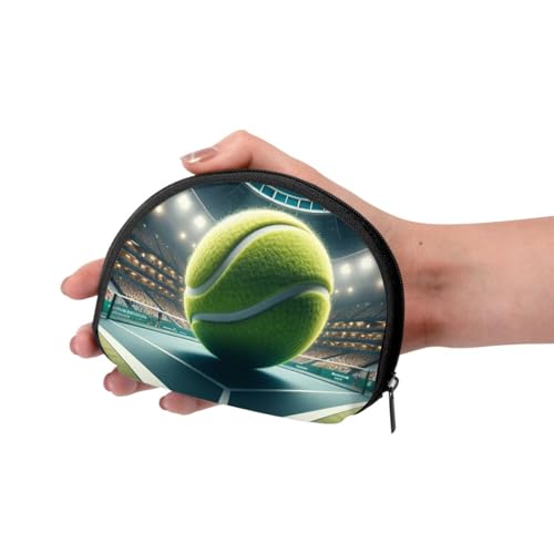 Portable Coin Purse Sports-Tennis-Ball-On-Court Mini Zippered Money Pouch Card Holder3