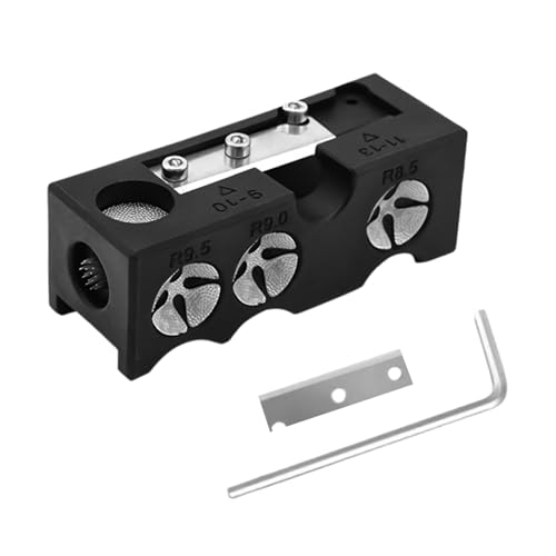 Daelesr 11 en 1 Herramienta Moldeadora de Puntas de Taco de Billar, Herramienta de Reparación de Tacos De Billar, con Llaves Hexagonales en Forma de L, Hojas Repuesto, Negro