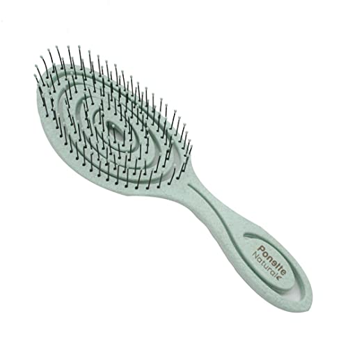 PONETTE NATURAL - Cepillo de Pelo ECO Masajeador Ecológico Desenredante Antitirones Color Verde, Fabricado con Fibra Natural de Trigo, 100% Reciclable, Marca Española Cover