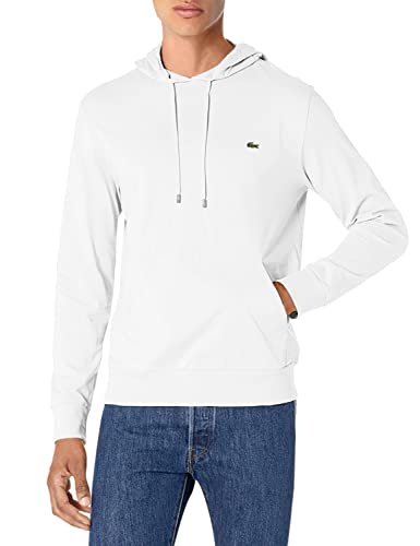 Lacoste Men's Long Sleeved Hooded T-Shirt, White, Medium