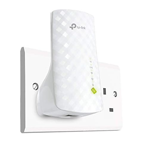 TP-Link AC750 Universal Dual Band Range Extender, Broadband/Wi-Fi Extender, Wi-Fi Booster/Hotspot with Ethernet Port, Plug and Play, Smart Signal Indicator, UK Plug (RE220) ,White Cover
