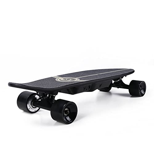 PLAYDIY Skateboard Électrique, 68CM Longboard Skateboard avec 2.4G Télécommande, 7 Couche Dérable Planche,20km/h 15-20KM Longue Portée, Electric Skateboard Longboard pour Adulte Enfants