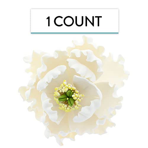 Global Sugar Art Elegant Peony Sugar Cake Flower, White,1 Count By Chef Alan Tetreault #TOP2
