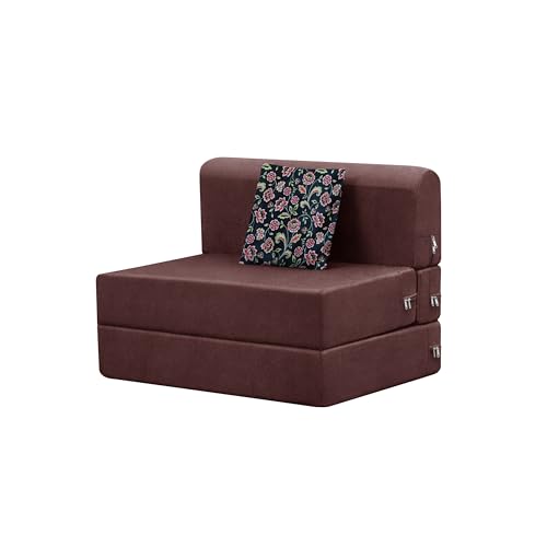 Image of Convertible 3 * 6 Single Seater Sofa Cum Bed | Foldable Sofa Bed for Apartments & Studio Rooms (Brown, URBANPRO)
