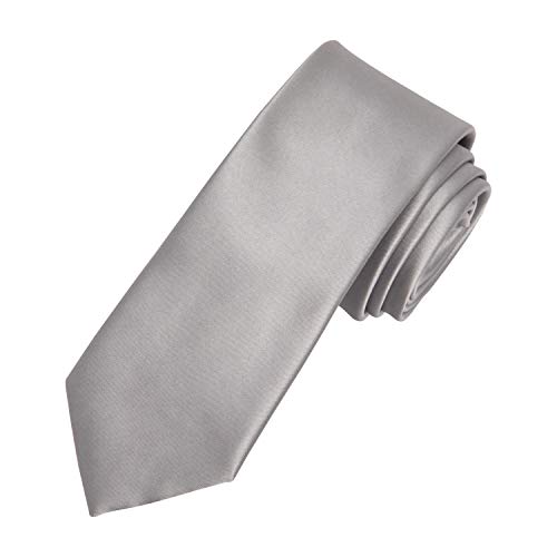 Dockers Neckwear Boys' Big Slim Solid Tie, Silver, One Size