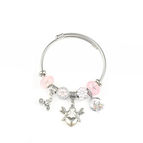 Image of YouLuo Cute Necklace Charm Bracelet Set,Personalized Jewelry Gift for Women | Cute Charm Bracelet, Adjustable Stainless Steel Bracelet, Anime Cartoon Accessories Bracelets for Women Gift and Friendship