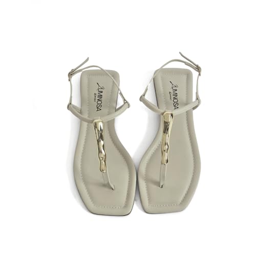 LUMINOSA Women’s Sleek Thong Sandals with Metal Ornament