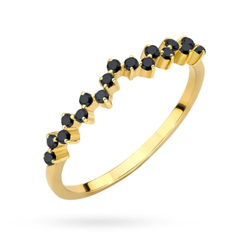 Bague en or véritable 333 avec oxyde de zirconium noir de MARKO