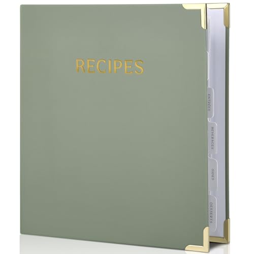 Aesthetic Recipe Binder with Polyester Waterproof cloth Cover - The Perfect Recipe Book with Plastic Sleeves to Write in Your Own Recipes - Quality Blank Cookbook Binder, Cards incl.