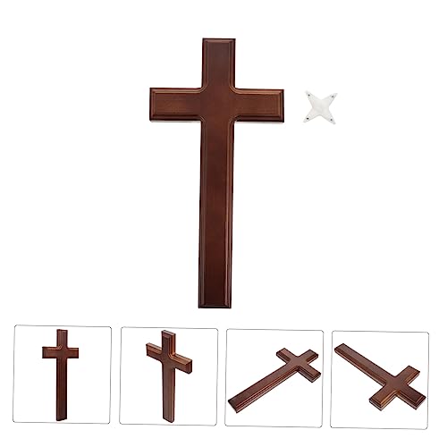 Cruz de oración colgante de madera PRETYZOOM crucifijo tradicional decorativo de pared 3