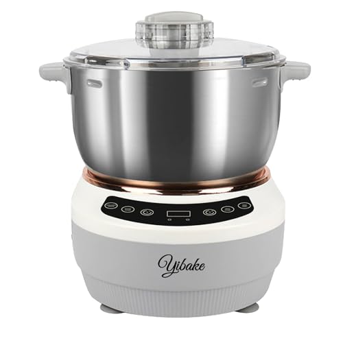 YIBAKE 5.2Qt Electric Dough Mixer with Fermentation & Timer, Top-Add Window for Water/Seasoning, Touch Panel, Perfect for Pizza Dough, Bread Dough, and More