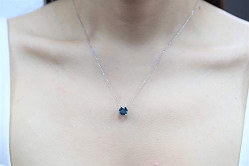 Gin & Grace 10K White Gold Genuine London Blue Topaz Pendant For Women | Ethically, Authentically & Organically Sourced (Round) Shaped London Blue Topaz Hand-Crafted Jewelry For Her | London Blue Topaz Necklace For Women #TOP3