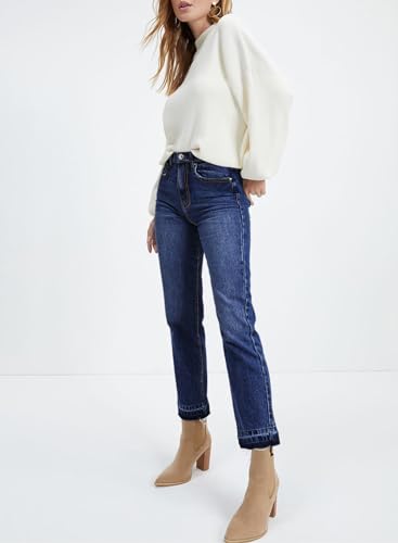 Astylish Womens High Waisted Straight Leg Ankle Jeans Casual Stretch Denim Pants3