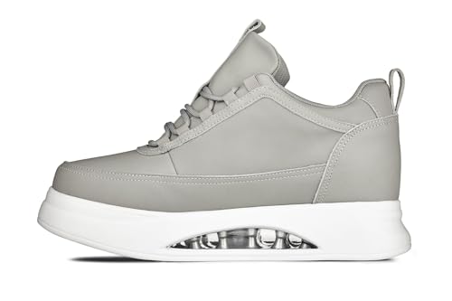 CALTO Men's Invisible Height Increasing Elevator Shoes - Dove Grey/White Sole Chunky Elevated Platform Sneakers - 3.2 Inches Taller - S4927 - Size 12 D(M) US3