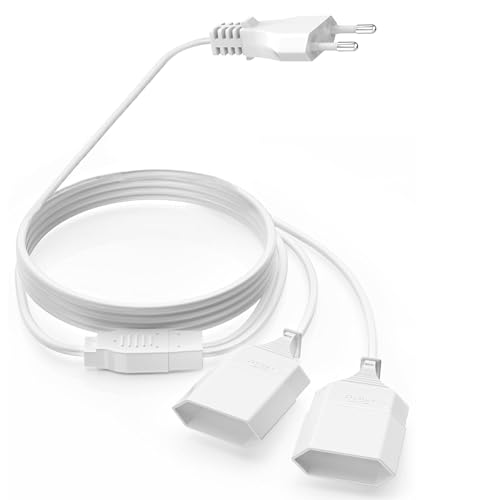 Rallonge plate 8m double prise type C pour brancher vos meubles contre le mur