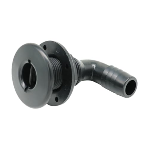 3/4 Inch Thru Hull Scupper Flapper Valve Fittings, 90 Degree Elbow Angled Black Finish