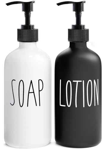 MOMEEMO Soap Dispenser Bathroom Set, Black & White