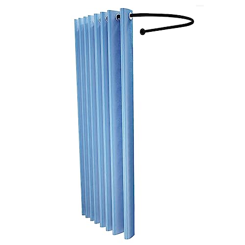 Camerino - Kit de montaje en pared, vestidor portátil para tiendas de ropa, oficinas, boutiques y tiendas de novias, barra de metal y cortina incluidas, color azul
