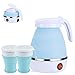 Jooheli Hervidor Eléctrico Plegable, 600ML Calentador de Agua Portatil con 2 Vasos Plegables, Hervidor Agua Electrico Pequeño, Hervidor de Agua Eléctrico de Silicona, Hervidor Eléctrico Plegable
