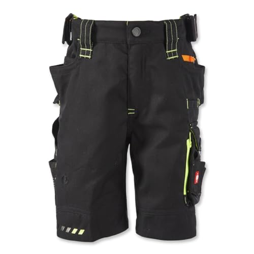 Engelbert Strauss Kinder Shorts e.s.Motion 2020 robuste Outdoor-Shorts mit vielen Taschen & verstärkten Nähten (DE/NL/SE/PL Numerisch 134 140 Regular schwarz/warngelb/warnorange)