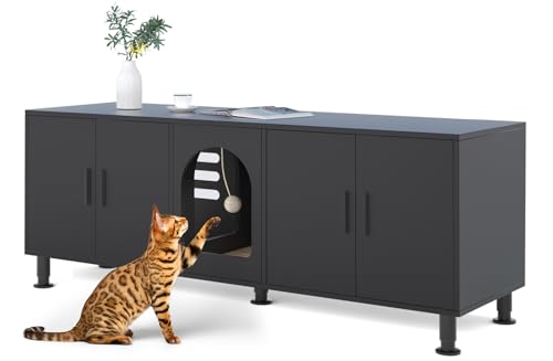 Amunrbrek Double Litter Box Enclosure, Litter Box Enclosure for 2 Litter Boxes, Modern Litter Box...