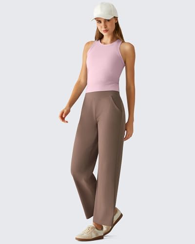 Image of G4Free Workout Tank Tops for Women Slim Fitted Racerback Ribbed Athletic Gym Yoga Tanks Summer Casual