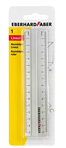 Eberhard Faber 570008 - Regla de aluminio, de unos 15 cm de longitud, con escala en milímetros y centímetros, antideslizante, para uso escolar, de oficina y de ocio