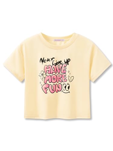 Image of Stylish Graffiti /Butterfly /Tropical Crop Top for Little & Big Girls - Cool Summer T-Shirt Clothes Size 6-18
