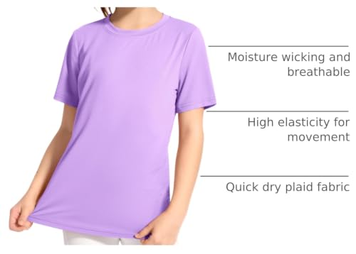 Image of KEREDA Girls Athletic Shirts Quick Dry T Shirts Summer UPF 50+ Tops 3 Pack