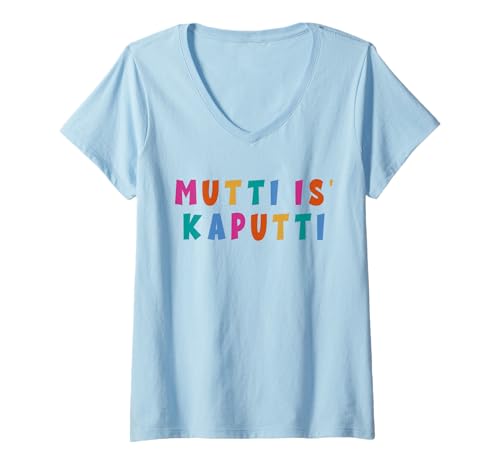 Damen Mutti Is Kaputti Mütter Geburt Baby Zuwachs Alltag Kaputti T-Shirt mit V-Ausschnitt