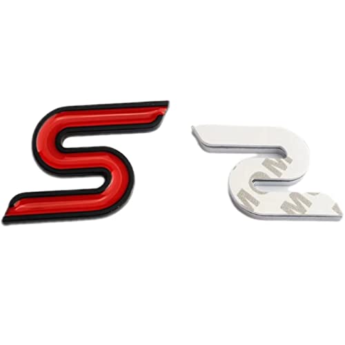 Image of S Emblem 3D Metal Badge Sticker Letter Suitable for Q50 Q50L Q30 Q70 (Red Blcak Outline)