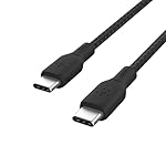 Belkin USB C to USB C Cable, 6.6ft, 100W - Type C Charger, iPhone Charger Cord, Braided, Flexible for iPhone 17, Galaxy S25, Pixel 10, AirPods, iPad Pro, Tablet, Nintendo Switch 2 & More - Black