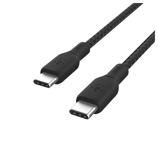 Belkin USB-C to USB-C Braided 6.6 feet (2 meters) 100W PD, Fast Charge and Sync Type C Cable for iPhone 15 Series, Macbook, USB-C Laptops, other USB-C Devices, USB-IF certified – Black
