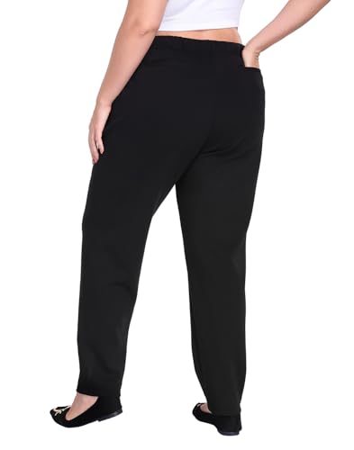 HDE Womens Plus Size Pull On Pintuck Pants Casual Dressy Sweatpants with Pockets4